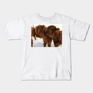 Scottish Highland Cattle Calves 1674 Kids T-Shirt